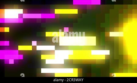 Stream of glowing colorful bloks, 3d rendering. Computer generated pixel background Stock Photo