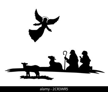 Shepherds silhouette , angels Stock Photo - Alamy