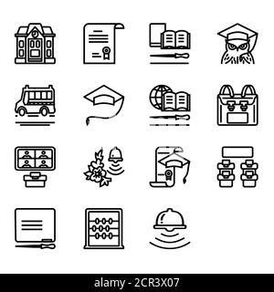 VECTOR ICONS EDUCATION IN THE NUMBER OF 15 PIECES Stock Vector