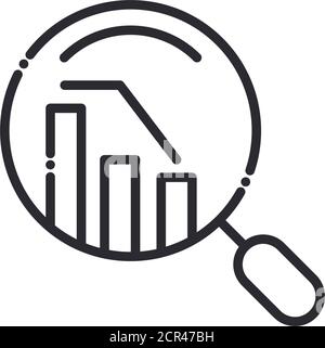 search icon, decrease diagram financial report magnifying glass vector ...
