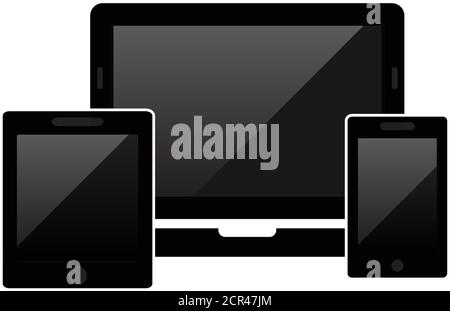 Smart Devices icon. Phone icon, tablet, laptop icon, computer screen. Symbol of notebook and mobile phone. Smart vector electronic device isolated on Stock Vector