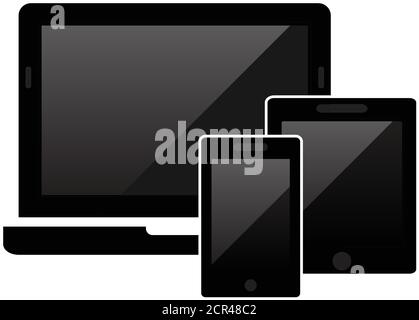 Smart Devices icon. Phone icon, tablet, laptop icon, computer screen. Symbol of notebook and mobile phone. Smart vector electronic device isolated on Stock Vector