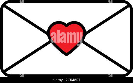 sent letter mail icon.  envelope with a heart icon. Love message sign. Stock Vector