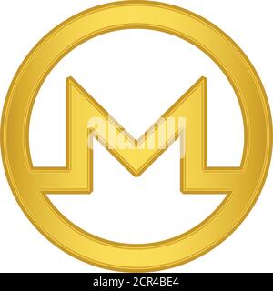 Gold Monero coin icon. golden Cryptocurrency coin money. blockchain  symbol. Internet money Stock Vector