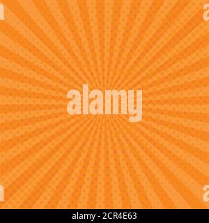 comic yellow sunrise background. retro halftone dot background Stock Vector