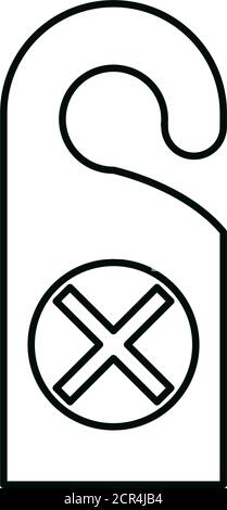 do not disturb sign hang door linear icon style vector illustration Stock Vector