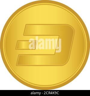 Gold Dash coin icon. golden Cryptocurrency coin money. blockchain  symbol. Internet money Stock Vector
