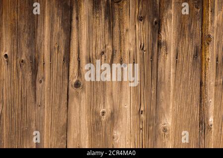 Old weathered wooden wall on a log cabin Stock Photo