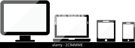 Smart Devices icon. Phone icon, tablet, laptop icon, computer screen. Symbol of notebook and mobile phone. Smart vector electronic device isolated on Stock Vector
