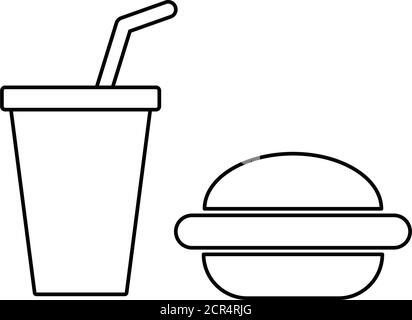 fast food icon. Hamburger and drink icon vector Stock Vector