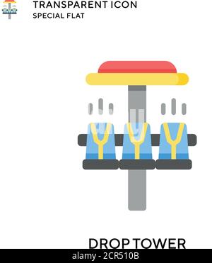 Amusement park drop tower flat vector illustration Stock Vector Image ...
