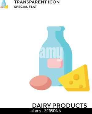 Milk products still-life. Flat style. Dairy isolated on white ...