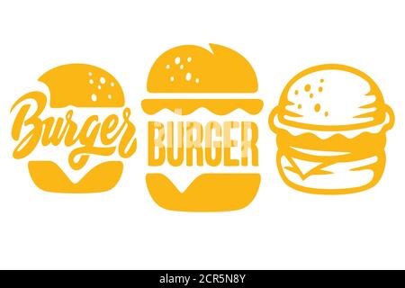 Assorted burger illustrations on transparent background Stock Vector