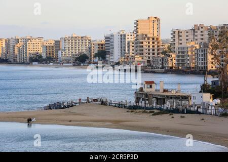 Famagusta, Turkish Republic of Northern Cyprus, Cyprus - View of the 'ghost town' of Varosha, the district and hotel district of Varosha (Turkish: Stock Photo