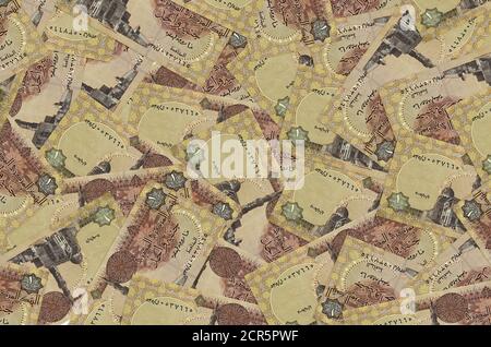 1 Egyptian pound bills lies in big pile. Rich life conceptual background. Big amount of money Stock Photo