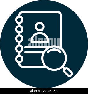 search icon, address book contact magnifier vector illustration block and line icon Stock Vector