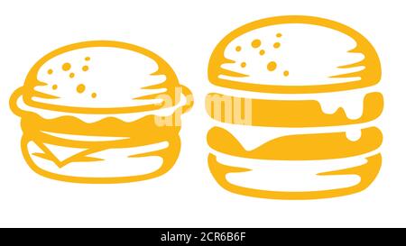 Assorted burger illustrations on transparent background Stock Vector