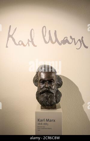 Bust of Karl Marx in the Karl-Marx-Haus, birthplace of Karl Marx, Trier, Rhineland-Palatinate, Germany, Europe