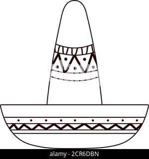mexican hat traditional isolated icon over white background vector illustration line style Stock Vector