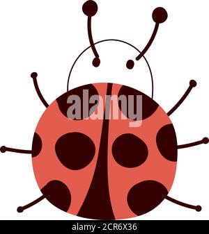 ladybug animal insect cartoon isolated design white background vector illustration line and fill style Stock Vector