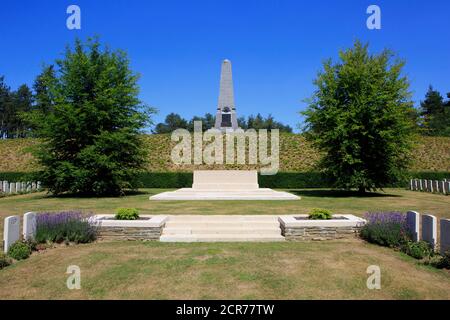 The 5th Australian Division Memorial at the Buttes New British Cemetery in Zonnebeke, Belgium Stock Photo