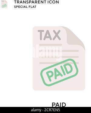 Paid vector icon. Flat style illustration. EPS 10 vector. Stock Vector