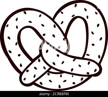 pretzel icon over white background, line style, vector illustration ...