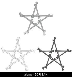 Bone star vector illustration, grayscale Stock Vector