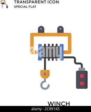 Winch vector icon. Flat style illustration. EPS 10 vector. Stock Vector