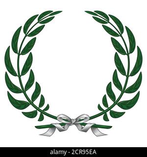 Vector design of laurel wreath tied with ribbon, on white background Stock Vector