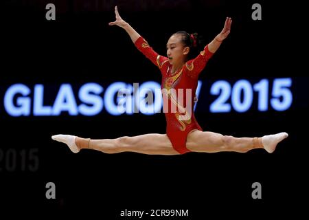 Mao Yi of China performs her floor routine during the women's team final at the World Gymnastics Championships at the Hydro arena in Glasgow, Scotland, October 27, 2015. REUTERS/Phil Noble