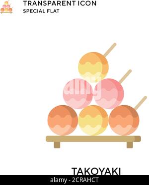 Takoyaki vector icon. Flat style illustration. EPS 10 vector. Stock Vector