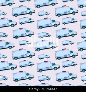 ambulance car seamless pattern vector illustration background Stock Vector