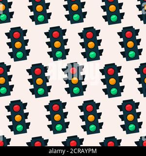 traffic light seamless pattern vector illustration background Stock Vector