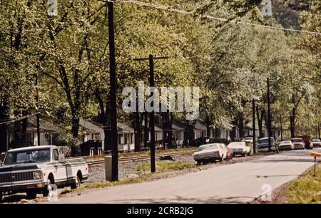 Main Street of Dehue, West Virginia, a Youngstown Steel Corporation Company Town near Logan April 1974 Stock Photo