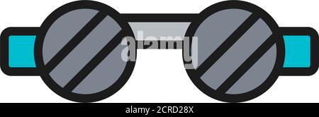 Welder safety glasses, eye protection flat color line icon. Stock Vector