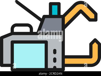 Spot welding machine flat color line icon. Stock Vector