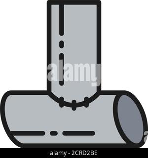 Vector metal welded pipes, welding flat color line icon. Stock Vector