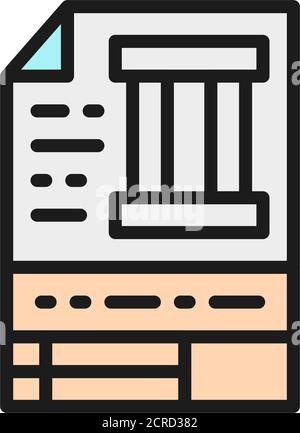 Drawing of metal parts, engineering flat color line icon. Stock Vector