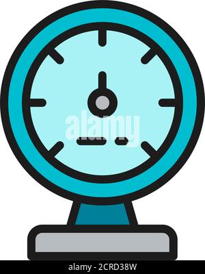 Manometer, device for measuring steam and water pressure flat color line icon. Stock Vector