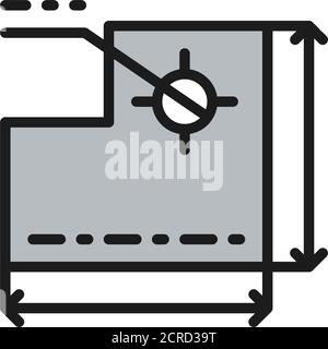 Drawing of technical device, development of a industrial machine color line icon Stock Vector