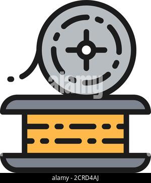 Wire for welding work, metal wire flat color line icon. Stock Vector
