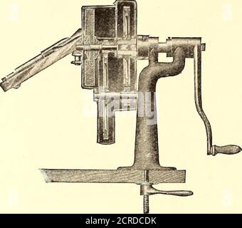 . The Street railway journal . motors, making every point a running point. For d. c.operation the control will be rheostatic. The change forma. c. to d. c. control is made by a commutating switch operatedby the reverse handle. The main power circuit is closed bytwo main switches, one for a. c. and the other for d. c. opera-tion, so interlocked that they cannot be closed together, and soarranged that either one will open automatically if closed by-mistake upon the wrong circuit. Each car equipment is fur-nished with a trolley, air compressor and air brake. The aircompressor is driven by a compe Stock Photo