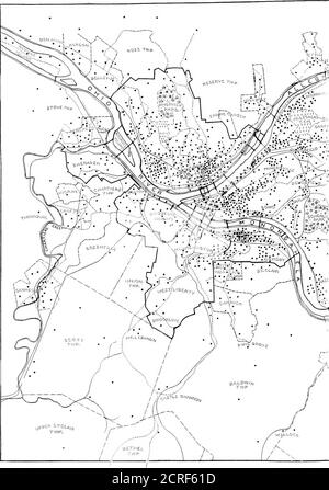 . Report on the Pittsburgh transportation problem, submitted to Honorable William A. Magee, mayor of the city of Pittsburgh . with the district lyingbetween the rivers near their junctions commonly known asThe Point, industrial enterprise has spread out the workshopsand the workers along the rivers and railroads, while the home-seeking spirit has carried the resident population up to the hilltops in an effort to get away from the smoke that has beeninseparable from the citys progress toward its present greatness. The effort to secure favorable transportation facilities hasbeen the fundamental