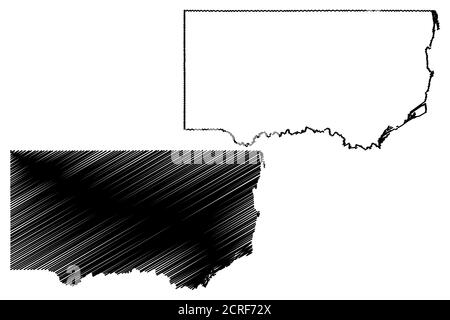 Clinton County, Iowa (U.S. county, United States of America, USA, U.S., US) map vector illustration, scribble sketch Clinton map Stock Vector