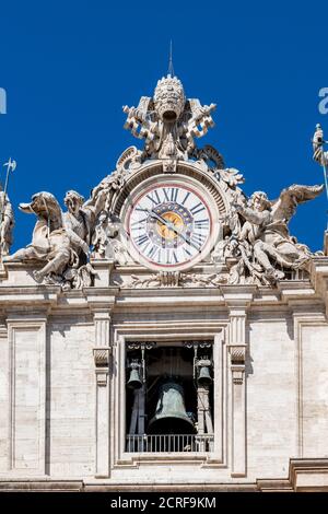 Clock tower, St. Peter's Basilica, Vatican City Stock Photo