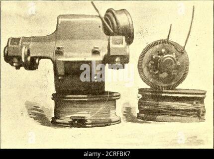 . The Street railway journal . FIG 1.—GENERAL VIEW OF MOTOR AND PARTS. a six pole, iron clad, single reduction motor of thirty horsepower, designed especially with an eye to simplicity andease of repair. The armature is of the Pacinotti ring type,made very light by reason of the six pole construction,and is wound with a modified drum winding, so arrangedthat any one coil may be removed without the necessityof removing any of the others. The coils are lathe woundand taped, then laid in place in the slots, each coil being of the same size, and symmetrically arranged with regardto the other coils