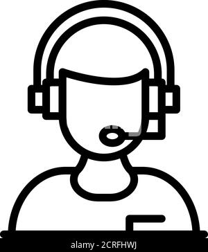 Woman headset icon, outline style Stock Vector