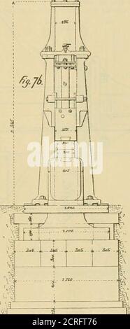 . The railroad and engineering journal . riiew-^af^j- ifif*w:. &gt;fi-.-(J^^Si, ^Li&gt; ■ .-I (ii^ ■.-■iVi.-y;,; .i^Uii^ ijc Jfi^J ii&gt;^JJl-^ ; °- —nl   :-t --7 oi i — i  - ---il -4—-■--;^ ; 0 0 ■ -pi F^.jS. THE MASSEY 200-KILO.HAMMER. Some of the details of its working parts are as follows (fig. 79) ■■A is the steam valve worked by the lever B. G is a circular balanced valve for distribution of steam ;it has no packing, as the expansion of the bronze of whichit is made is greater than that of cast iron ; this is suffi-cient to make a tight joint. D is the valve rod, which can be moved by Stock Photo