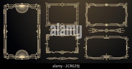 Set of Art Deco Frames and Borders. Decorative Elements. Vector Illustration. Style of 1920s. Stock Vector
